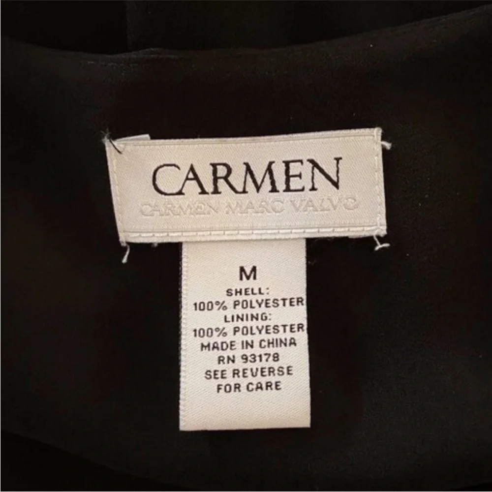 (13) Carmen Marc Valvo V Neck Split Bell Sleeve Blouse Black Medium - Picture 10 of 11